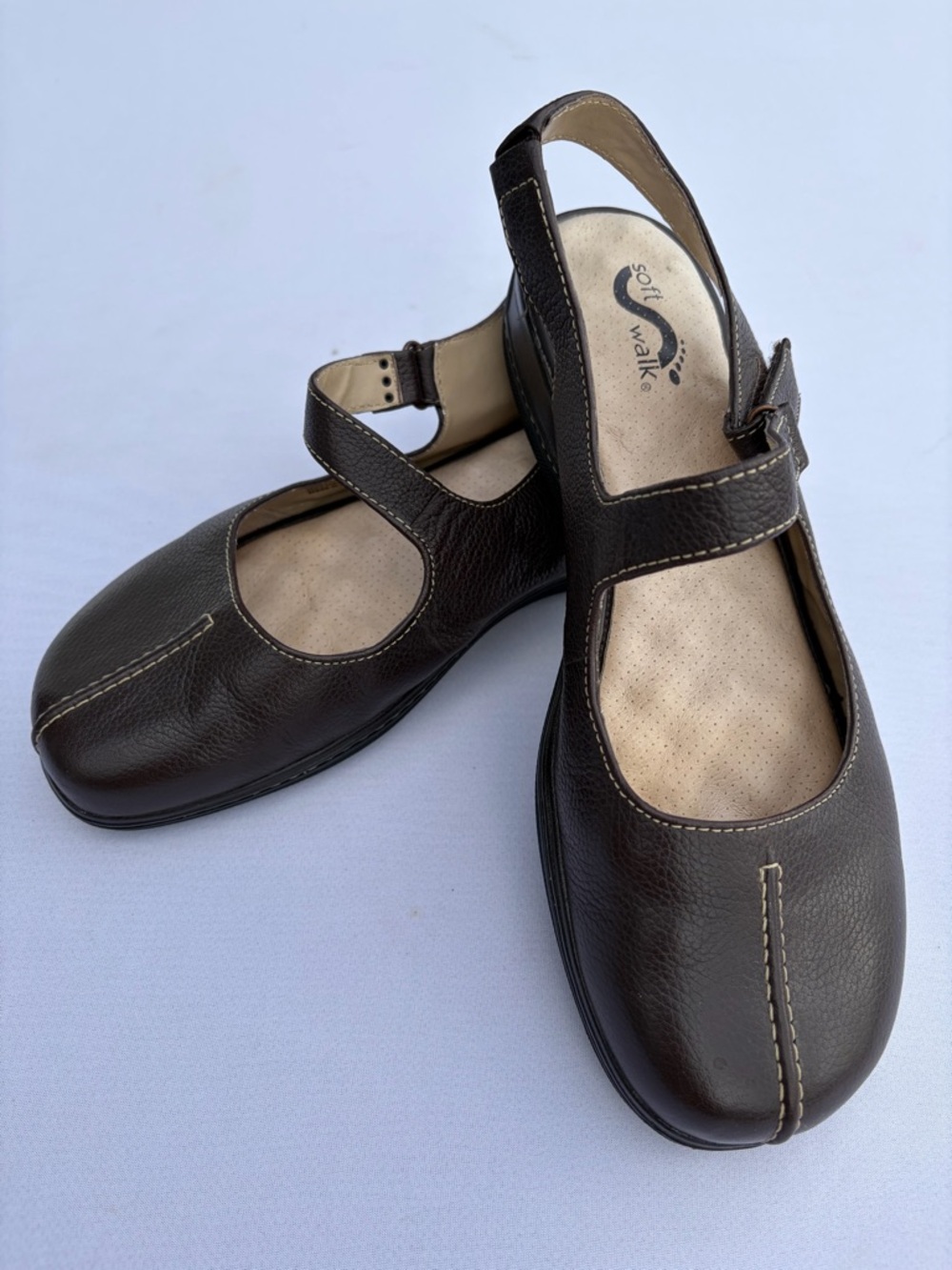 Softwalk Mary Jane Treviso Causal Leather Comfort Shoe 9.5 WW Ergonomic